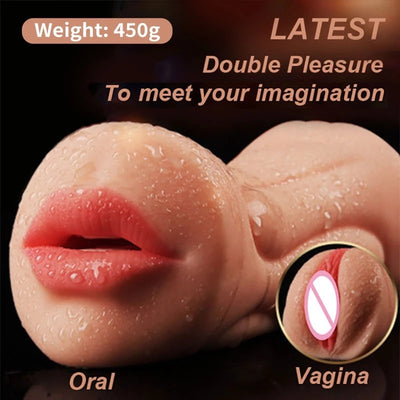 Realistic Vagina Male Masturbator Oral Mouth Aircraft Cup Real Pussy Sexo Intimate Goods Deep Throat Double Hole Sex Toy for Men